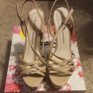 Chinese Laundry Beige Strappy Platform Heels